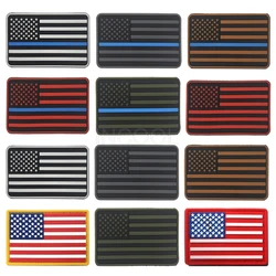Parche PVC bandera americana EE.UU. – Línea Azul táctico MOLLE