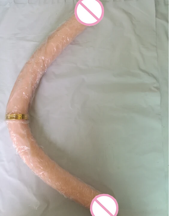 57cm super long soft flexible double dong head dildo flesh color realistic penis artificial double ended dildos lesbian sex toy