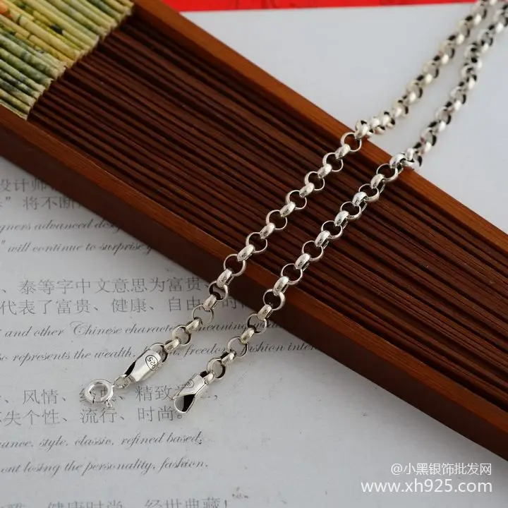 Diameter 3.5mm 925 Sterling Silver Pendant  Length Models Personalized  Sweater Chain Necklace Long 65 cm