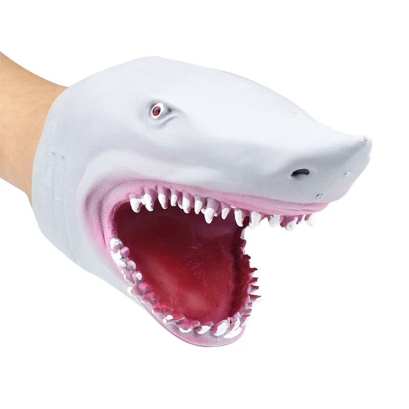 New Shark Hand Puppet for Story TPR Animal Head Gloves Kids Toys Gift Marionetas Shark Puppet Iteres De Mano Para Niños 손인형