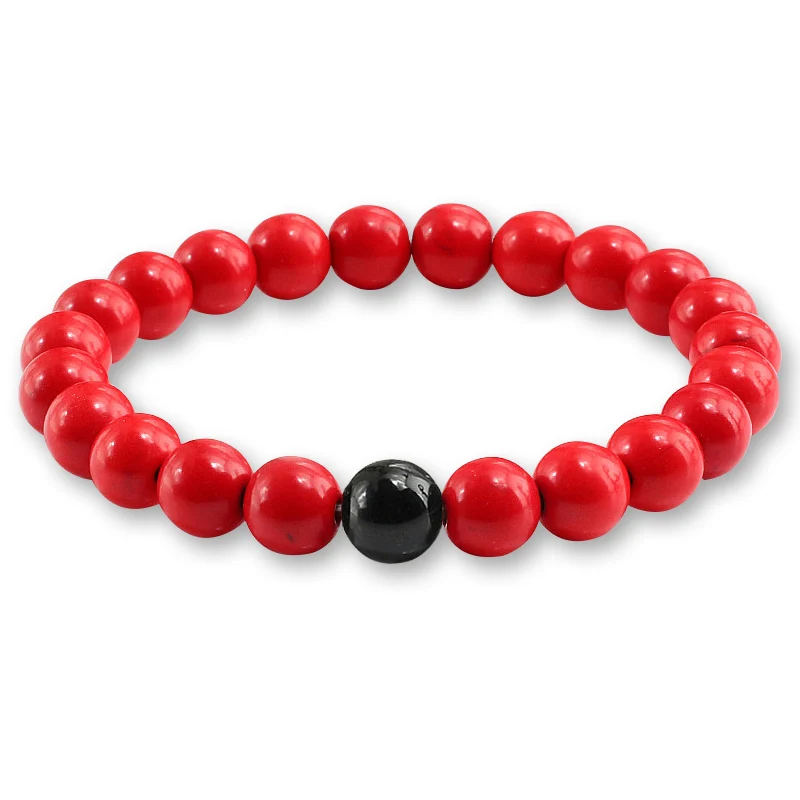 New Red Natural Stone Charm 8mm Men Strand Bracelet Femme Round Beads Buddha Bracelets For Women Pulseira Jewelry