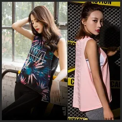 Women&Girl Pro Sport Loose GYM Fitness Running Vest Quick-drying Wicking Breathable Mesh High Elastic Print Camo YOGA Tank Tops