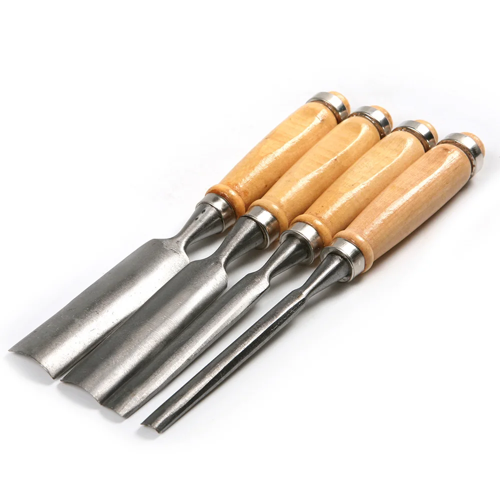 4Pcs Woodworking Chisels Set Wood Carving Gouge Tool 6/12/18/24mm Wood Chisels kit Gift for Artist Carpenter Craftsman