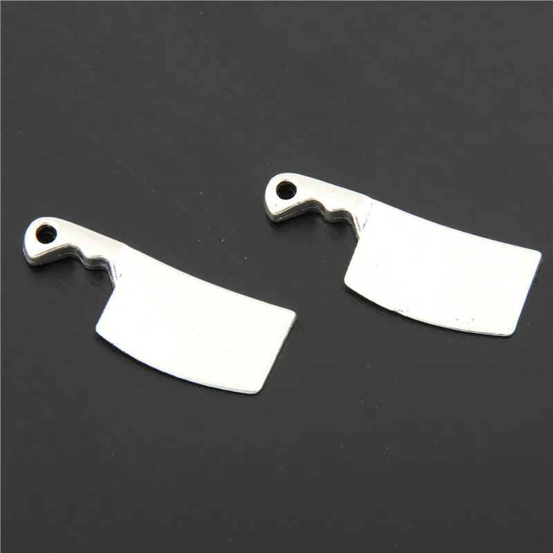 40pcs Zinc Alloy  Silver Color Chef Cleaver Charms Kitchen Knife Pendants For DIY Bangle Bracelet Findings A2895