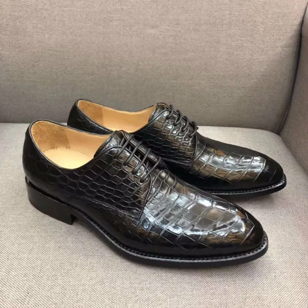 2018 Shinny Glossy 100% Genuine real genuine crocodile skin men shoe, Luxury top quality durable solid crocodile skin men shoe