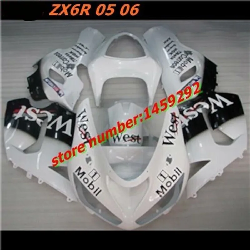 Nn High quality fairing kit for Kawasaki ZX6R 2005 2006 ZX-6R 05 06 Ninja 636 white black Injection mold West fairings bodywork