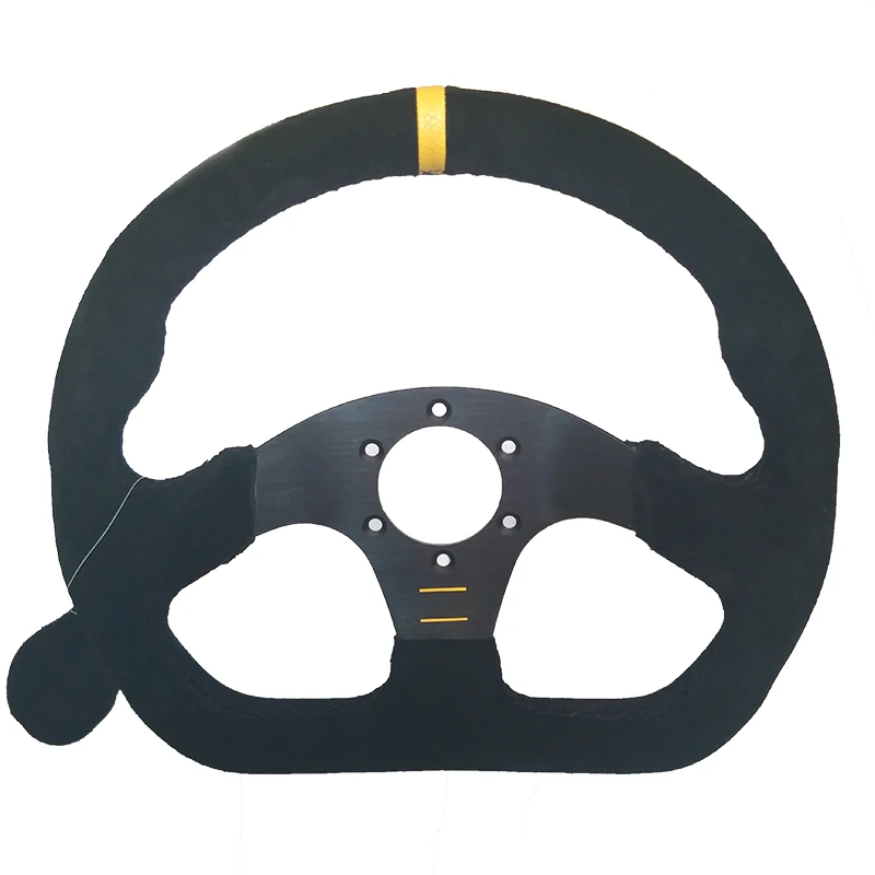 13'' Racing Steering Wheel Suede Leather black line Sport Steering Wheel Universal Flat D shape Game Steering Wheel