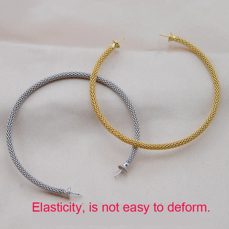 S925 Sterling Silver Double Pearl Beads Bangle Accessory Women DIY Pearl Bangle Settings Silver&Gold Color 3Pcs/Lot