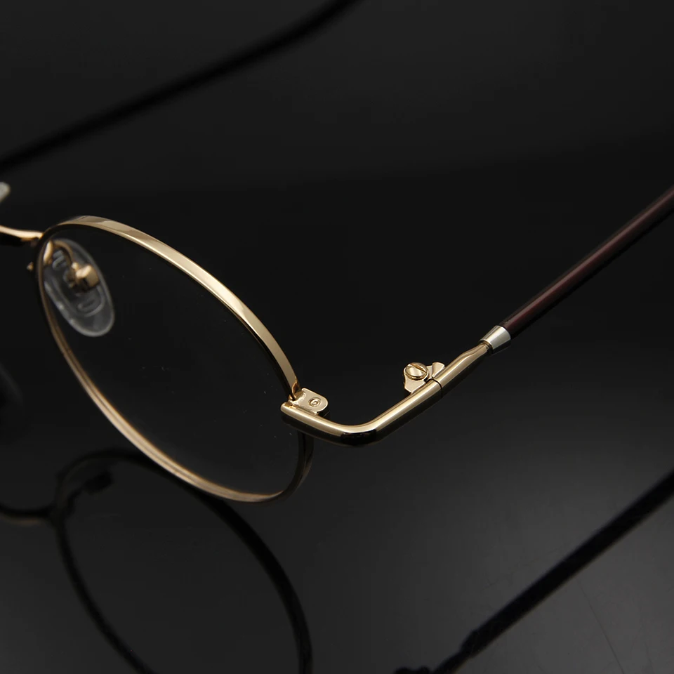 ESNBIE High Quality Alloy Metal Round Glasses Frame For Women Gold Men Vintage Oval Clear Lens Fashionable Spectacle Frames