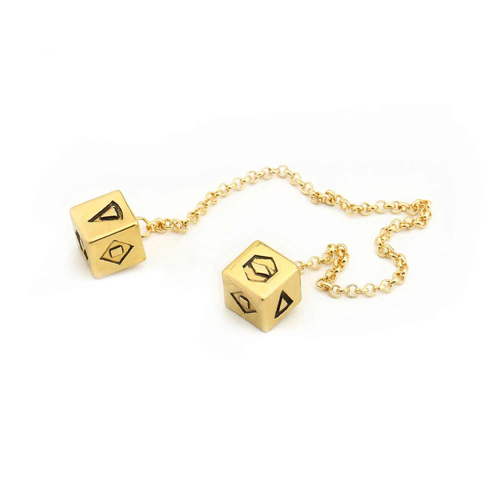 Nuovo grande braccialetto color oro antico Han Solo Lucky Dice Prop, dadi da 1,25 cm con braccialetto a catena a maglie Wars Car Mirror Jewelry