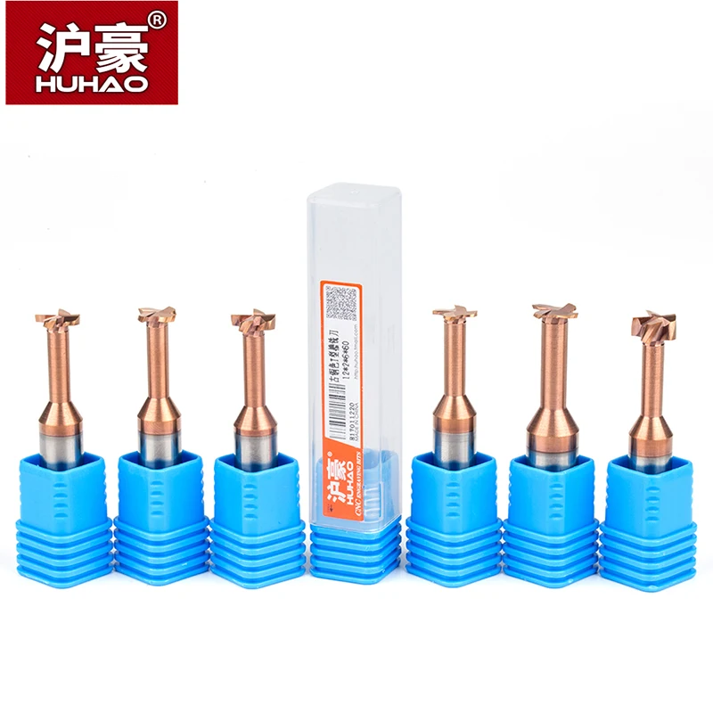 HUHAO 1pc 4 6 8 10mm Shank T Type Grooving Milling Cutter Overall Alloy Tungsten Steel Slotting Router Bits CNC Tool Endmill