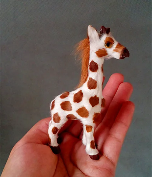 Simulation Cute Giraffe Toy Model 5x5x10cm Polyethylene & Furs Home Decoration Props Model Gift