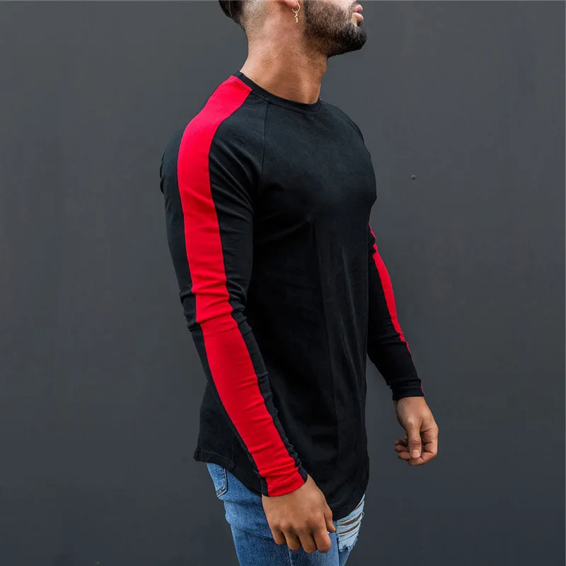 Muscleguys T-Shirt Men 2020 Spring Autumn New Long Sleeve O-Neck T Shirt Men Brand Clothing Fashion Patchwork Cotton Tee Tops