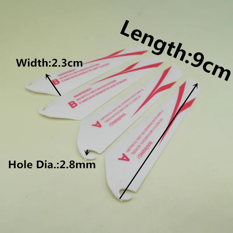 1set=4pcs New arrival Main Blades Propeller Rotor 2A+2B 9CM 90MM 2.8MM Hole CH002 R/C Mini Helicopter Rc Spare Parts Accessories