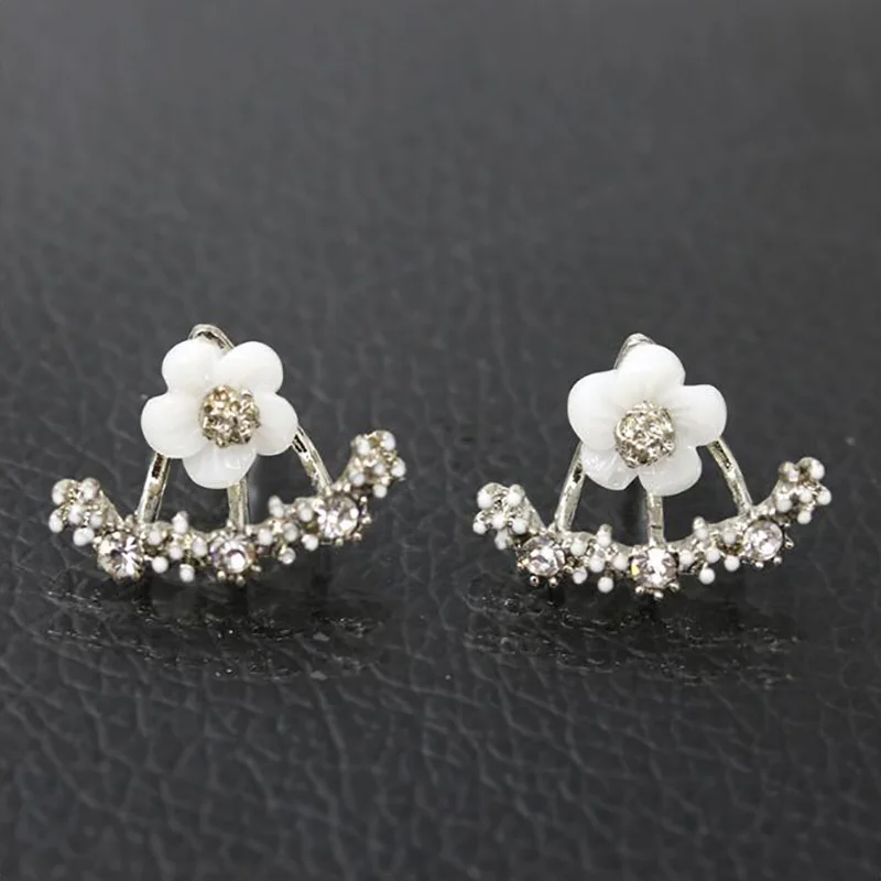 Korean Fashion Daisies Stud Earrings Temperament Simple Flower Double Sided Earrings For Women Statement Jewelry Studs