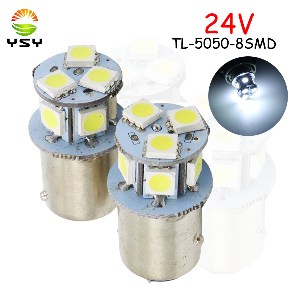 

YSY 100x 24V 1156 BA15S P21W S25 1157 BAY15D 3496 Car Leds Lights Bulb 8 5050 SMD Brake Lights Turn Signal Lamp Backup Light