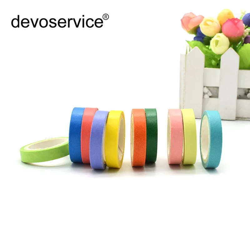 10Pcs/Pack Colorful Rainbow Washi Tape Stationery Scrapbooking Decorative Adhesive Tapes DIY Masking Tape Office School Supplies