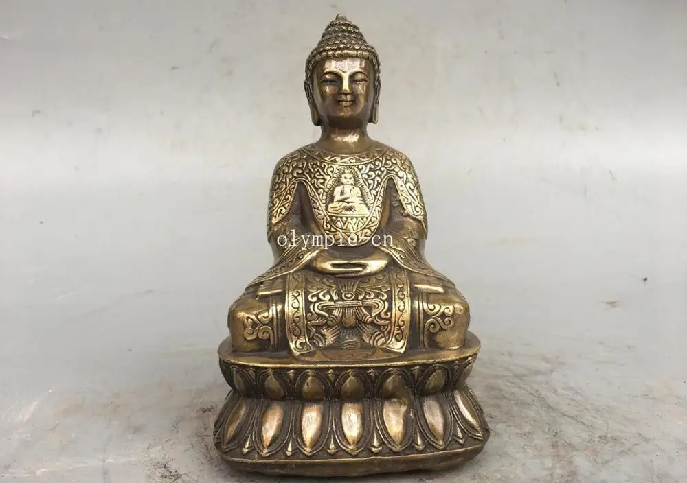 7'' bronze copper carved buddhism Amitabha Sakyamuni tathagata Buddha statue