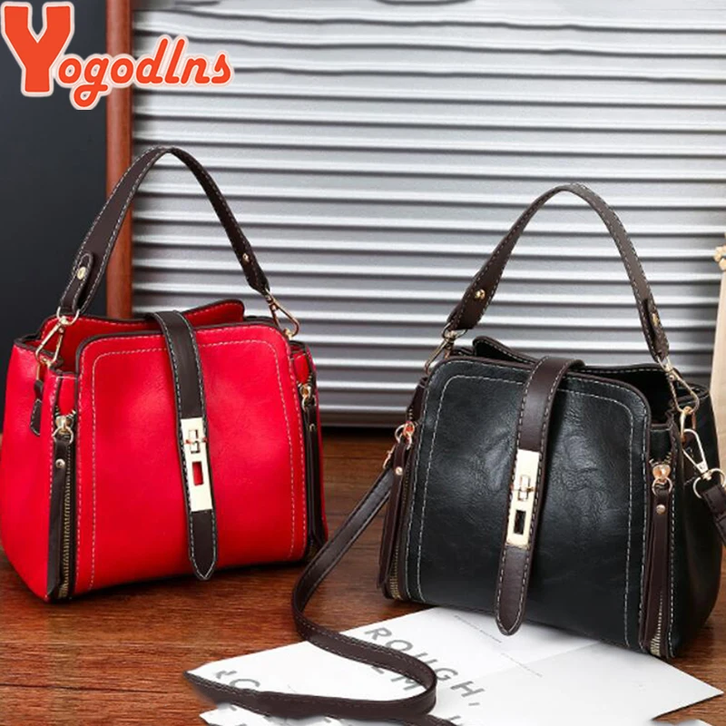 Yogodlns Fashion Women Bag Leather Handbags PU Shoulder Bag Small Flap Crossbody Bags for Women Messenger Bags vintage purse