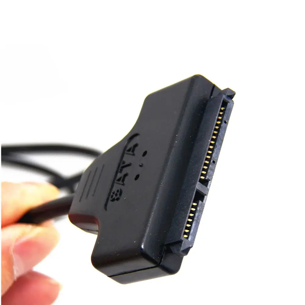VENDA caliente de Luz Negra con Adaptador USB 2,0 para SATA 7 + 15 Pin 22 a 2,5 HDD, unidade De Disco rígido con Cabo de Ene