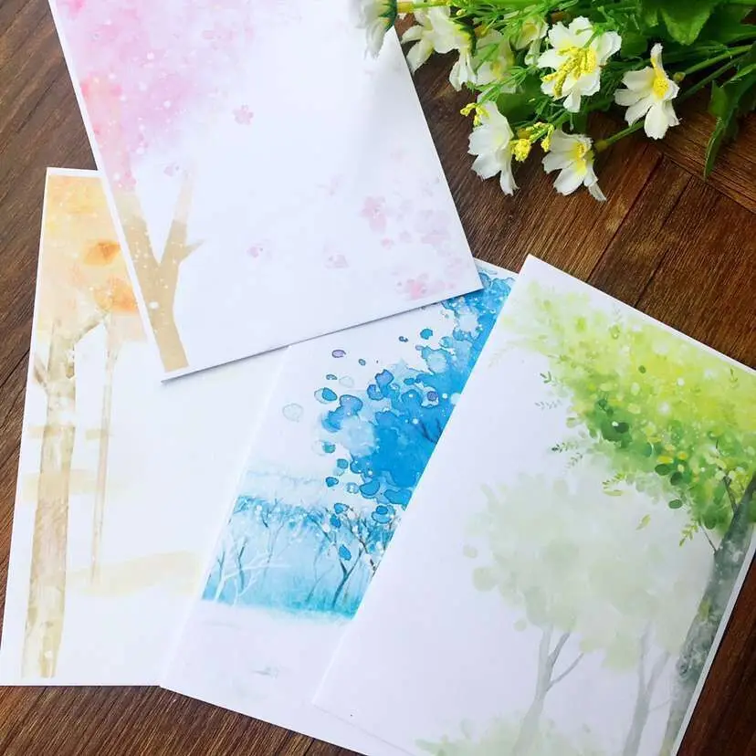 50 pcs/lot  17.5*12cm quaint fresh and beautiful four seasons Japanese style romantic invitations wedding envelope vintage paper