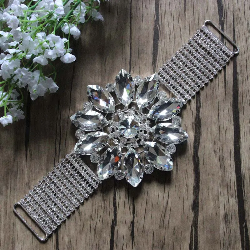 Free Shipping 8pcs/lot 9'' Rhinestone Bikini Connector Shoe Buckle Apparel Rhinestone Connector Headband Connector RC80601