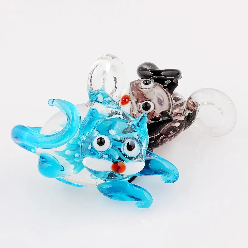 Wholesale 6Pcs Lovely 3D Cat Flower Christmas Murano Lampwork Glass Pendant Fit Necklace New