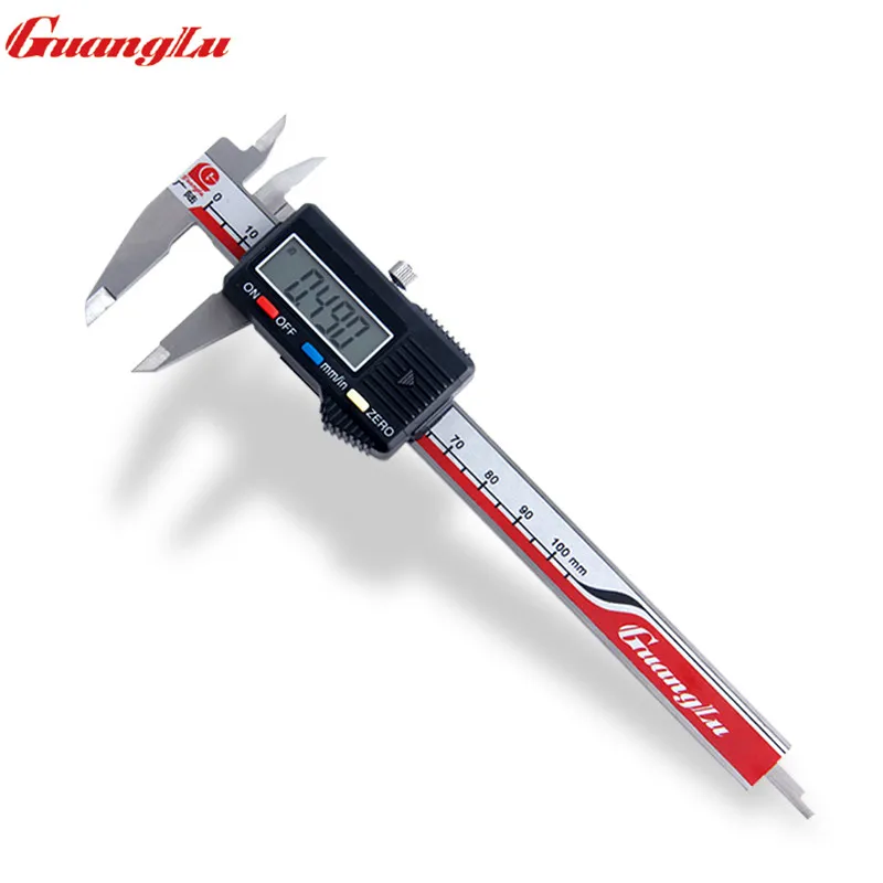 GUANGLU Mini Digital Caliper 0-100mm/0.01mm Stainless Steel LCD Pocket Vernier Caliper Gauge Micrometer Paquimetro Measure Tools