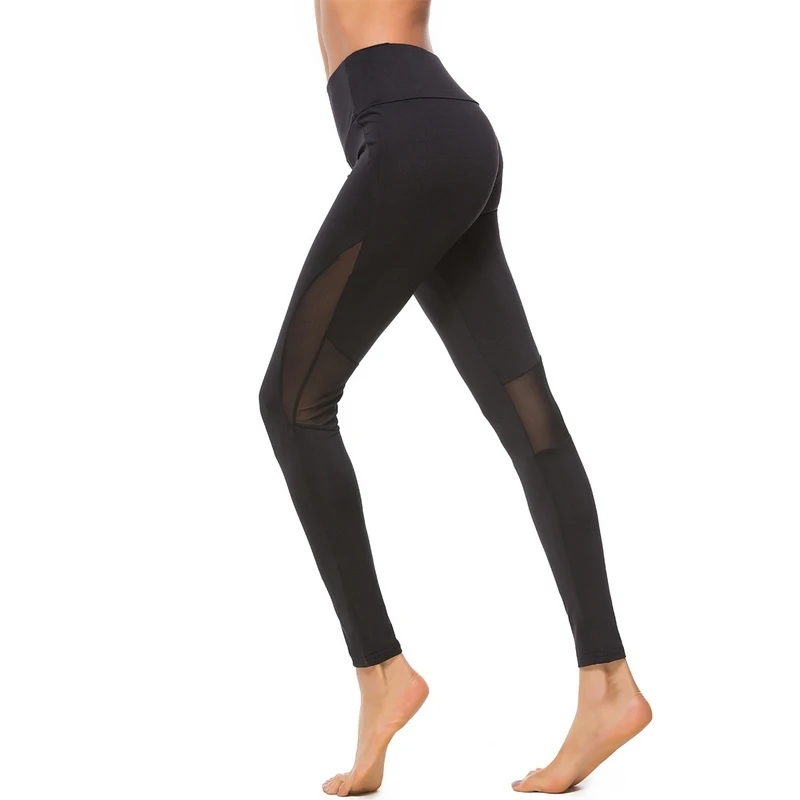New Sexy Women Leggings Gothic Insert Mesh Design Trousers Pants Big Size Black Capris Sportswear Female Fitness