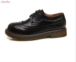 Nowa wiosna jesień damskie buty Oxford Vintage okrągłe Toe damskie mieszkania botki styl angielski buty damskie rozmiar 35-40