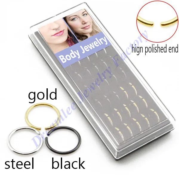 

160pieces 316l Surgical Steel Anodized Plated Circular Earring Lip Bar Labret Nose Hoop Rings Body Piercing Jewelry