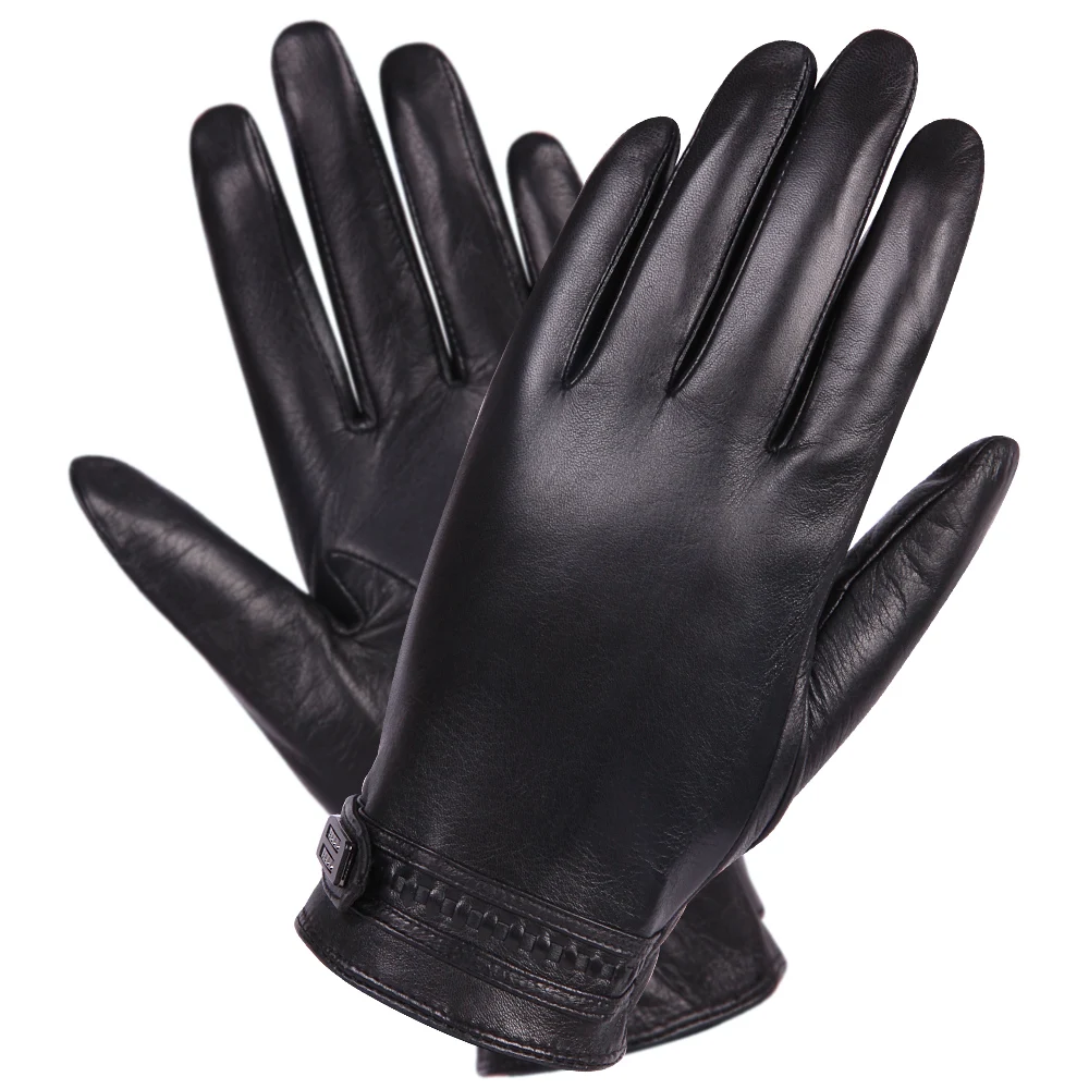 Touchscreen Man Gloves Keep Warm Winter Leather Gloves Warm Thin Velvet Lined Windproof Waterproof Genuine Sheepskin M17012NC