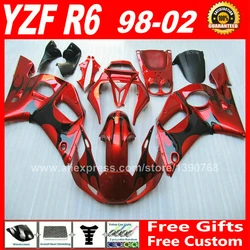 Fairing kit for YAMAHA R6 1998 - 2002 YZFR6 1999 2000 2001 red black bodywork parts yzf-r6 98 99 00 01 02 fairings kits H6S2