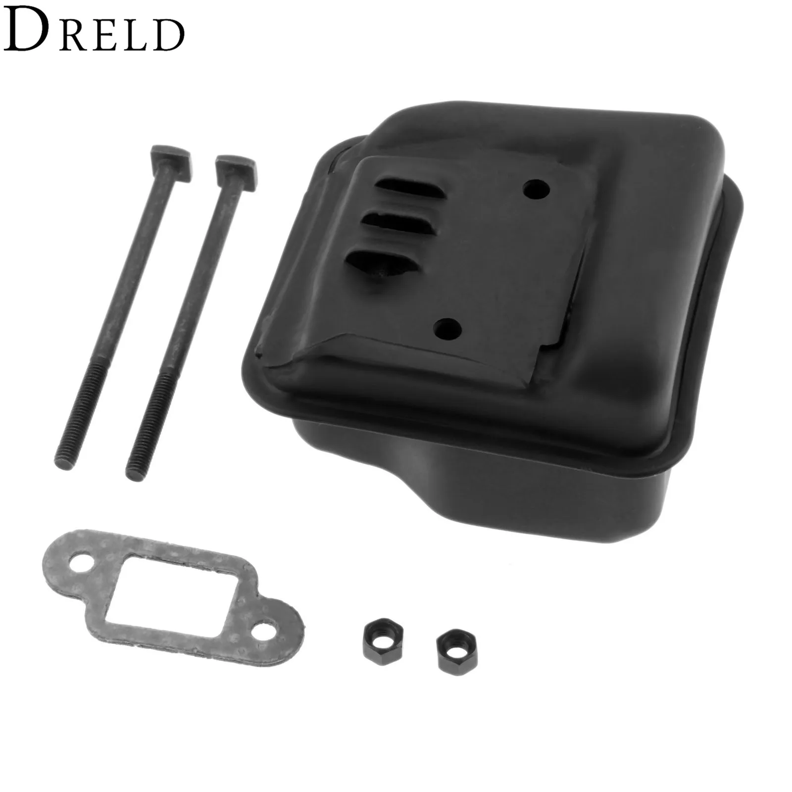 DRELD Gergaji Muffler dengan Baut Gasket Sproket Penutup untuk STIHL MS250 025 021 210 023 230 Gergaji Penggantian 1123 140 0608