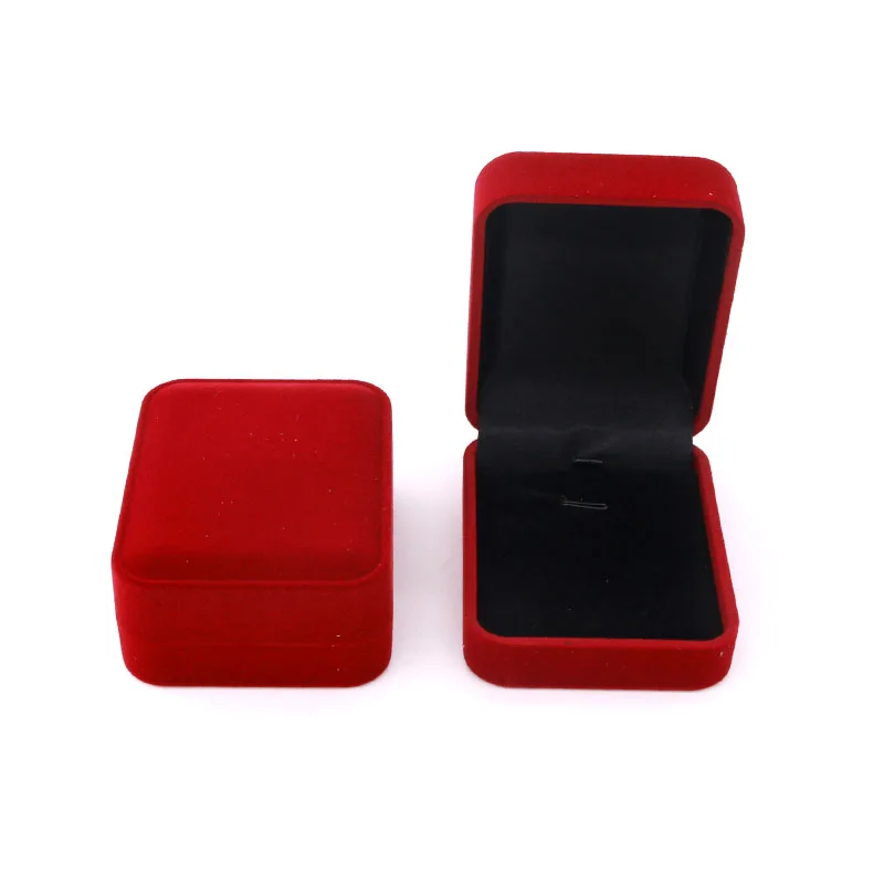 10pcs/lot Good Quality Dark Red Velvet Jewelry Box 6x7.5x3cm Pendant Necklace Gift Box Jewelry Earrings Display Packaging Boxes