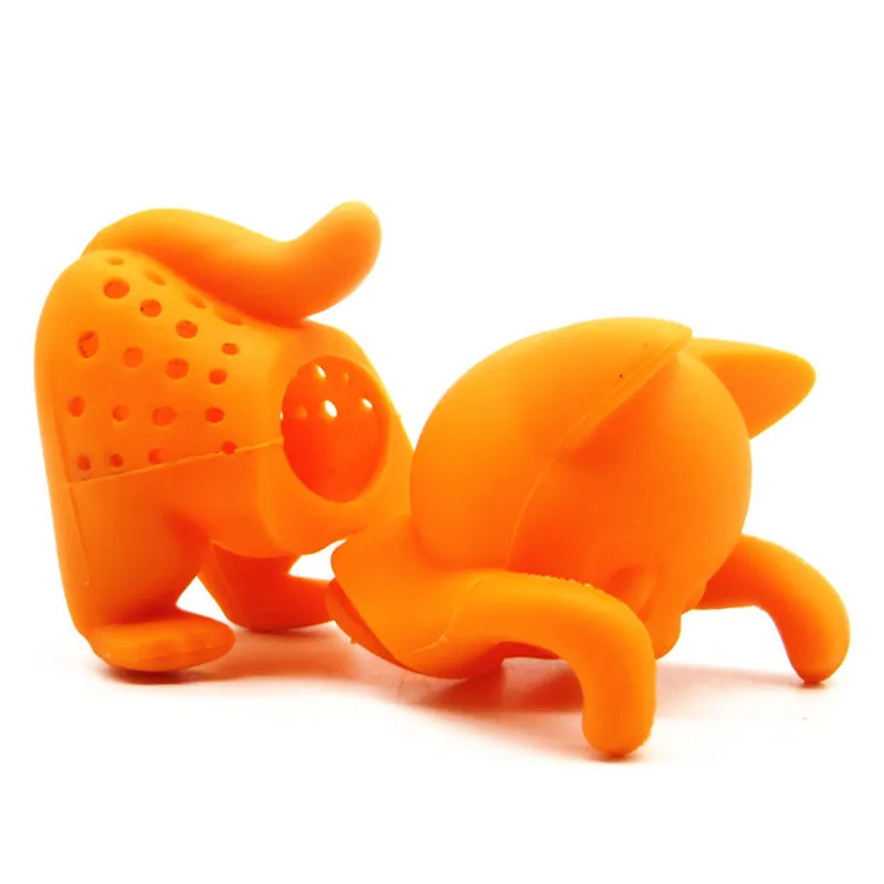 Set of 2pcs Pink and Orange Food Grade Plutus Lucky Cat Silicone Tea Infuser Strainers Filter