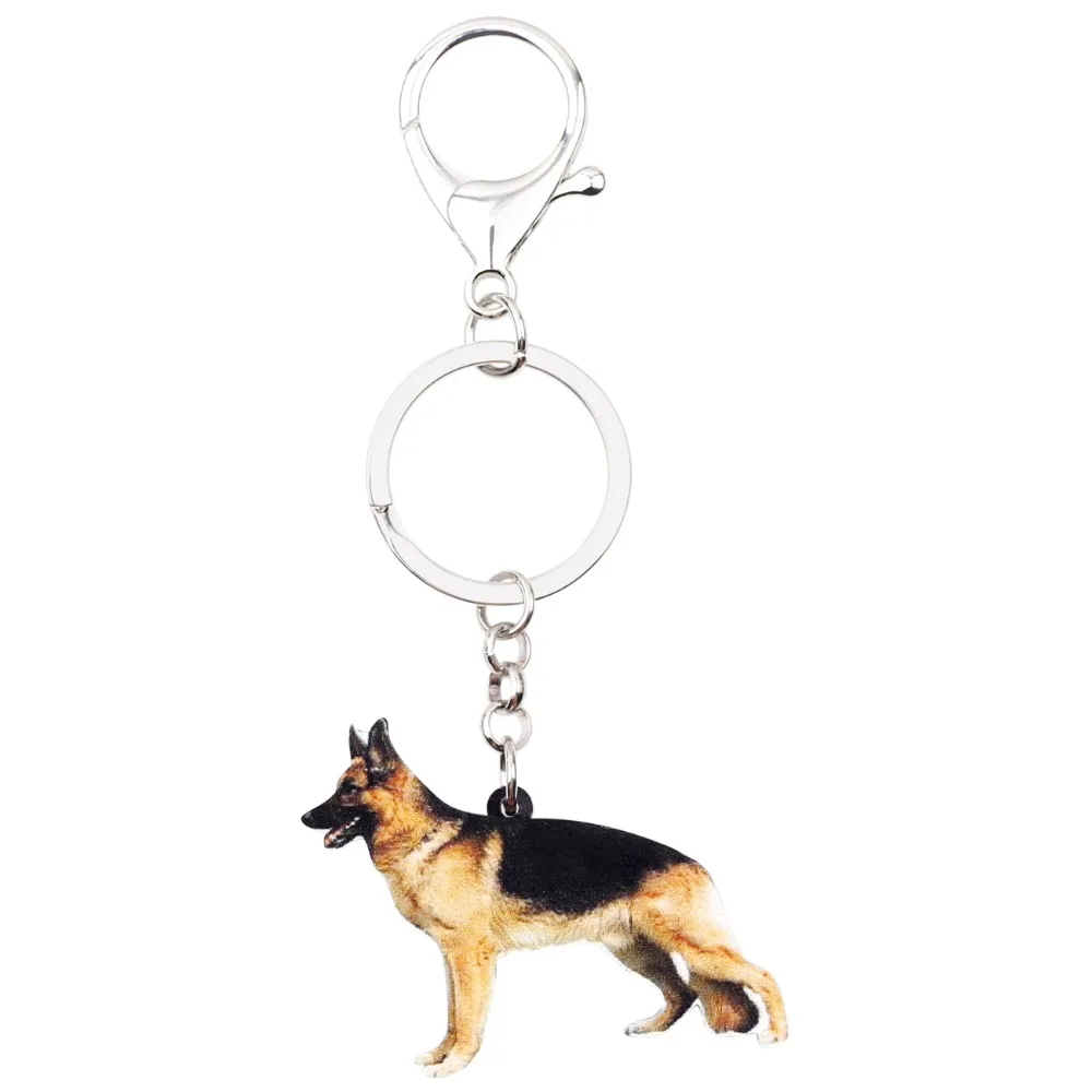 Bonsny Acrylic Standing German Shepherd Dog Key Chains Keychains Ring Animal Jewelry For Women Girls Pet Lovers Bag Car Charms