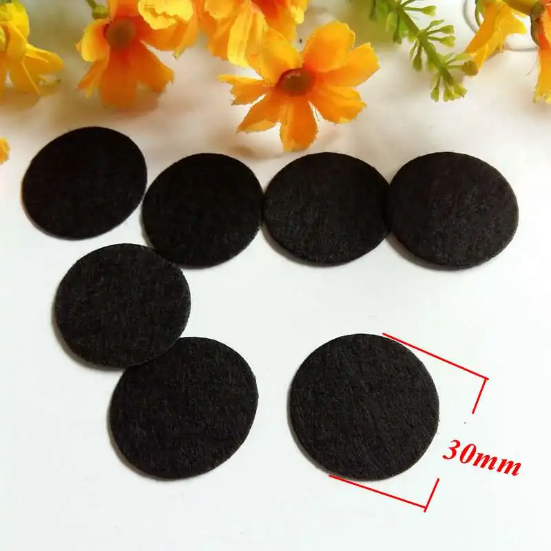 200 buah/lot aksesori bantalan kain Felt bulat putih/hitam aksesori bantalan flanel lingkaran