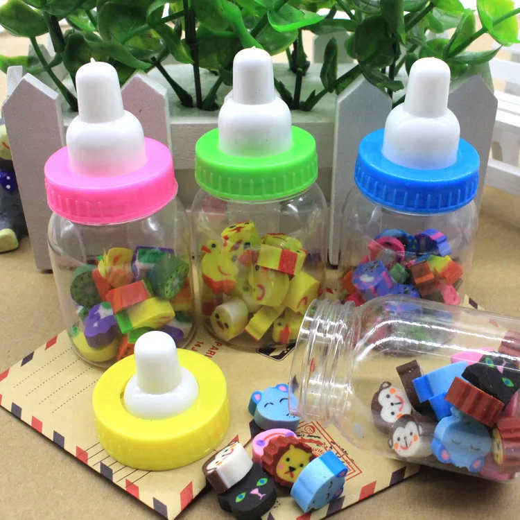 1 Pack Mini Cute Feeding Bottle Rubber Eraser For Kids Gift Children Student Learning Stationery Pencil Erasers Borracha Fofa