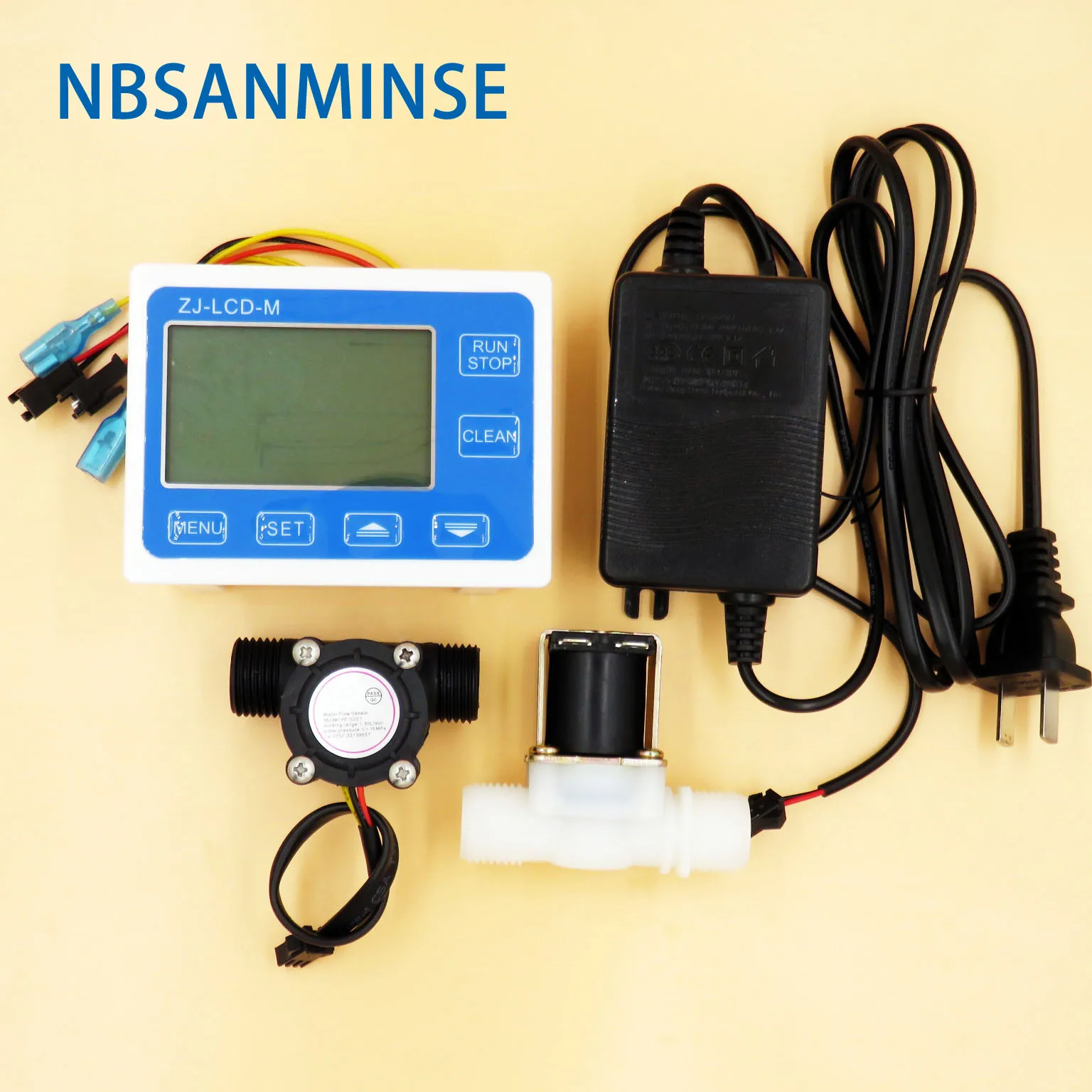 SMCD-M Flow Quantitative Controller Instrument SMF-S201 Water Flow Sensor SMPDJ-23 Water Solenoid Valve power adapter NBSANMINSE