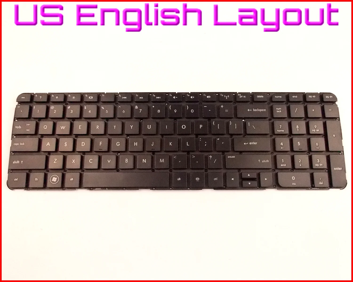 New Keyboard US English Version for HP Pavilion DV6-7200 DV6-7043CL B4T93UA DV6t-7000 (CTO) DV6z-7000 (CTO) Laptop No Frame