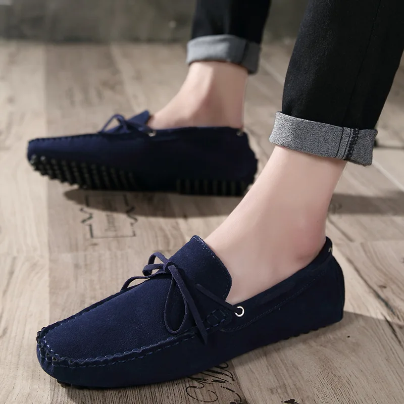 QFFAZ 2021 Casual Men Shoes Tassels Men Loafers Slip On Moccasins Driving Shoes Male Suede Leather Flats Shoes Plus Size 38-48