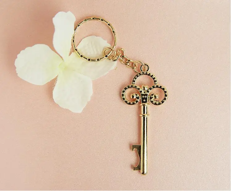 

200pcs/Lot)FREE SHIPPING+NEW ARRIVAL Key To My Heart Collection Gold Metal Key Chain Bottle Opener Golden Wedding Favors SN075