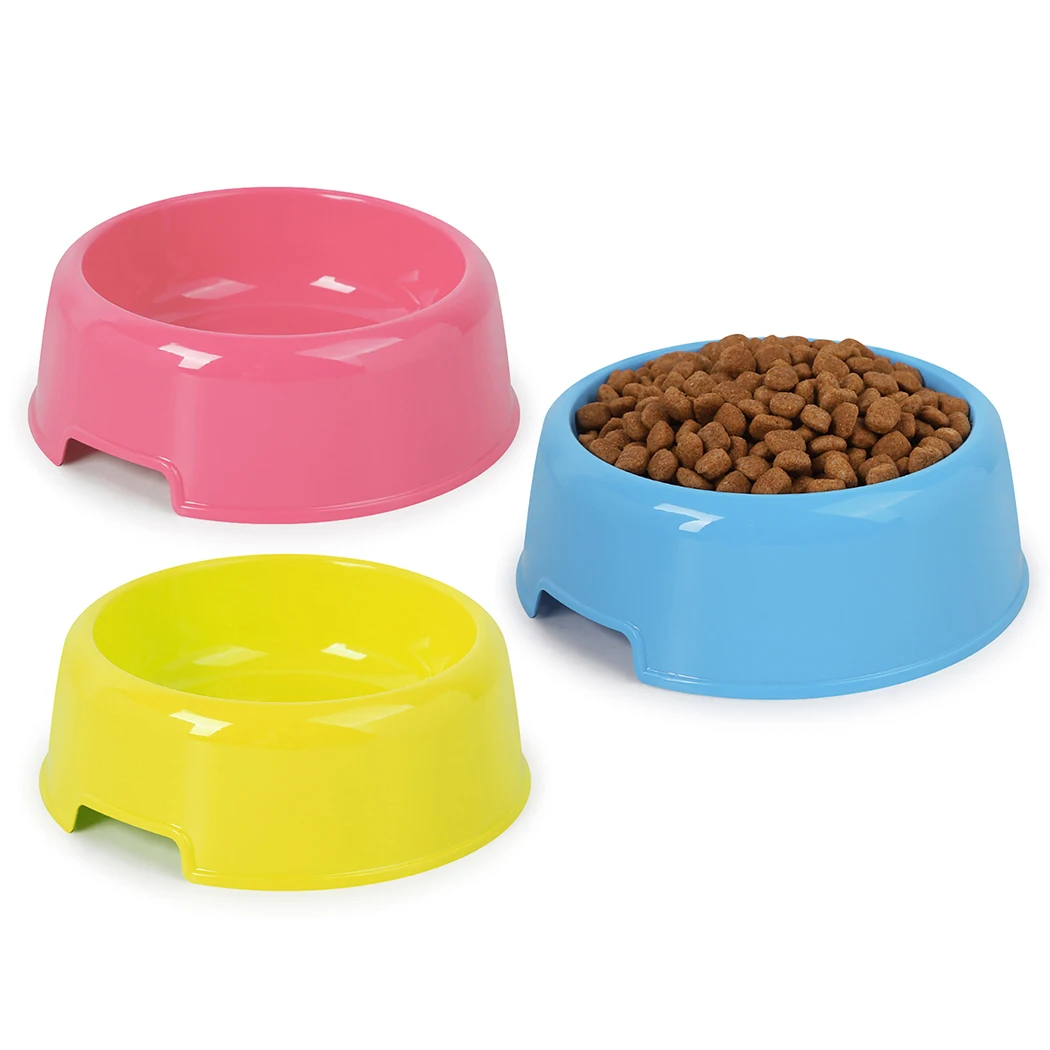 1Pc High Quality Solid Color Pet Bowls Candy-Colored Lightweight Plastic Single Bowl Small Dog Cat Pet Bowl Pet Feeding Supplies