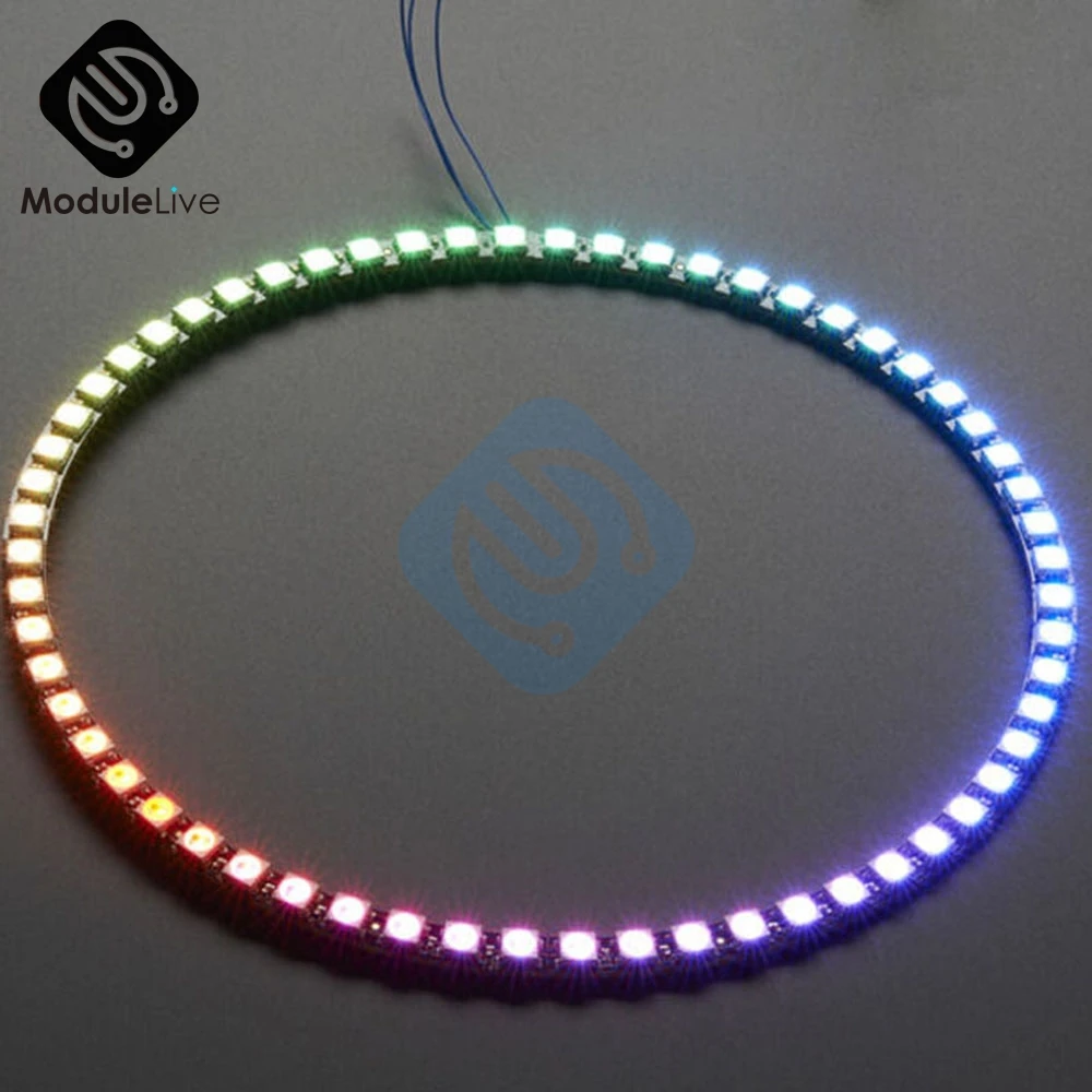 60 Bits Ring Wall Clock 60 X Ultra Bright WS2812 5050 RGB LED Lamp Panel DC 5V For Arduino With Integrated Drivers