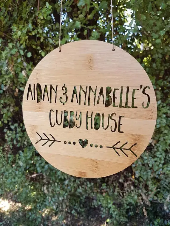 

Custom Wooden Cubby House laser cut kids Name Heart and Arrow door wall plaque,bedroom sign,nursery decoration,baby shower decor