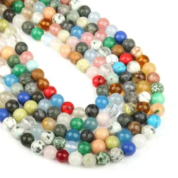 High Quality 4mm 6mm 8mm Random Mixed Color Nature Loose Semi-precious Round Spacer Stone Beads for DIY Fashion Necklace Jewelry
