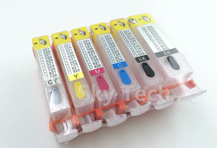 6PK Empty Refillable Ink Cartridge suit for PGI220 CLI221, Suit for canon MP980 MP990 IP3680 MP540 MP620 MP630 ,with ARC chip