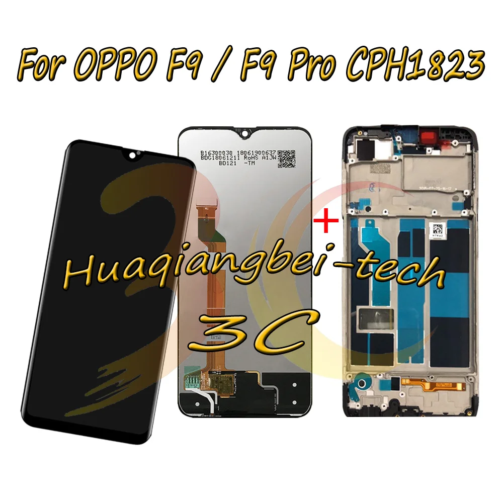 

New 6.3'' Black For Oppo F9 CPH1825 / F9 Pro CPH1823 Full LCD DIsplay + Touch Screen Digitizer Assembly With Frame 100% Tested