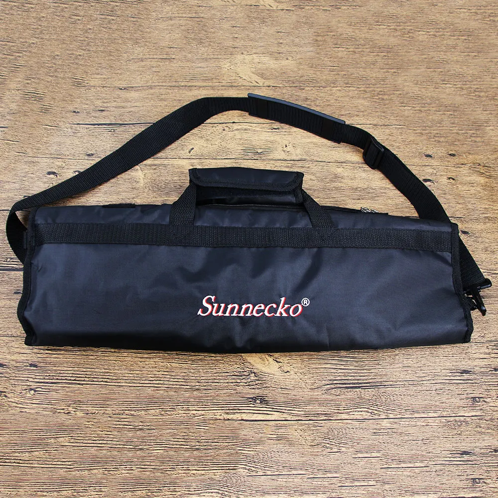 Sunnecko Chef's Knife Roll Bag 8 Slots Shoulder Strap Name Card Holder Easy Carry Camping Portable Travel Case Carrier Storage